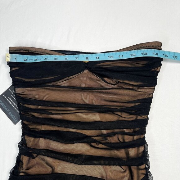 NWT Norma Kamali Walter Dress Ruched Sheer Knee Bodycon Fitted Black Medium - Picture 6 of 16